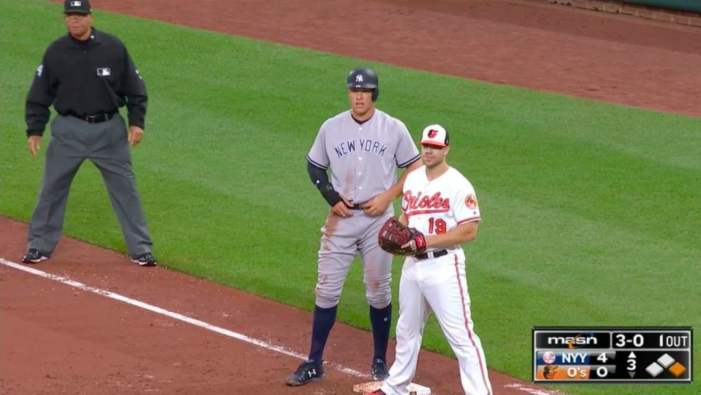 Gaze in astonishment at this photo of Aaron Judge making Chris Davis look  tiny