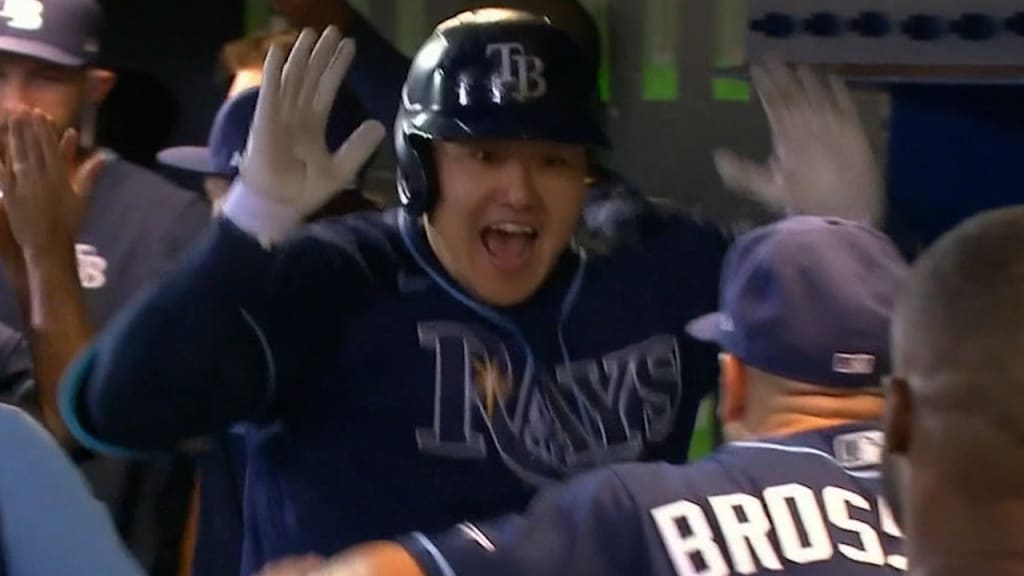 Tampa Bay Rays' Ji-Man Choi (26) warms up before a baseball game