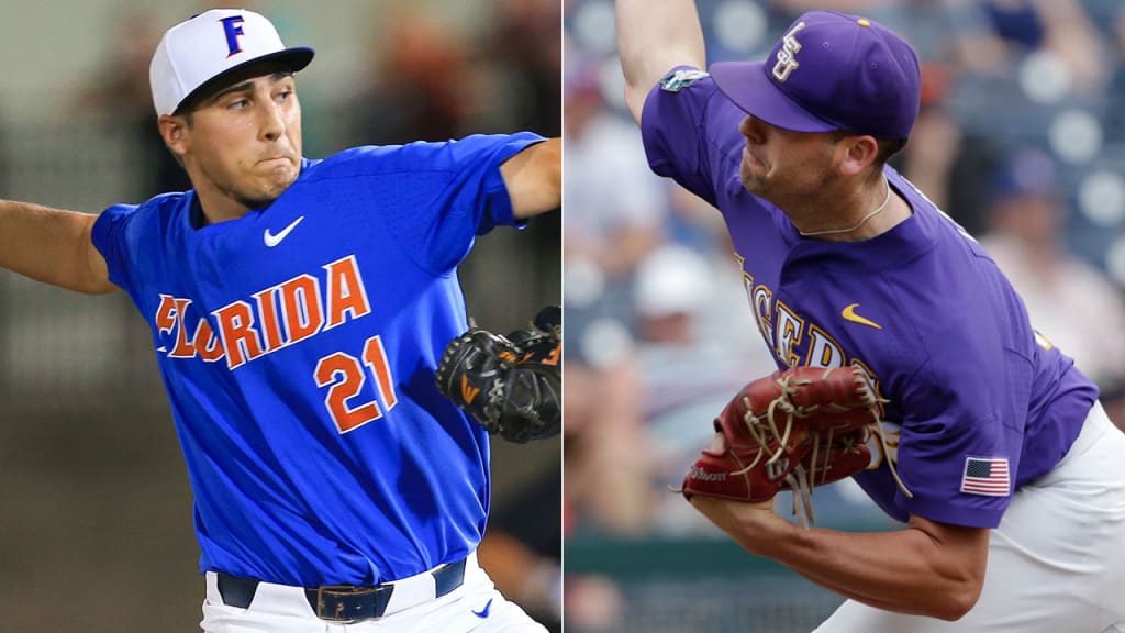 Alex Faedo (left) and Alex Lange have been huge parts of Florida and LSU's success on the way to the College World Series championship. (AP)