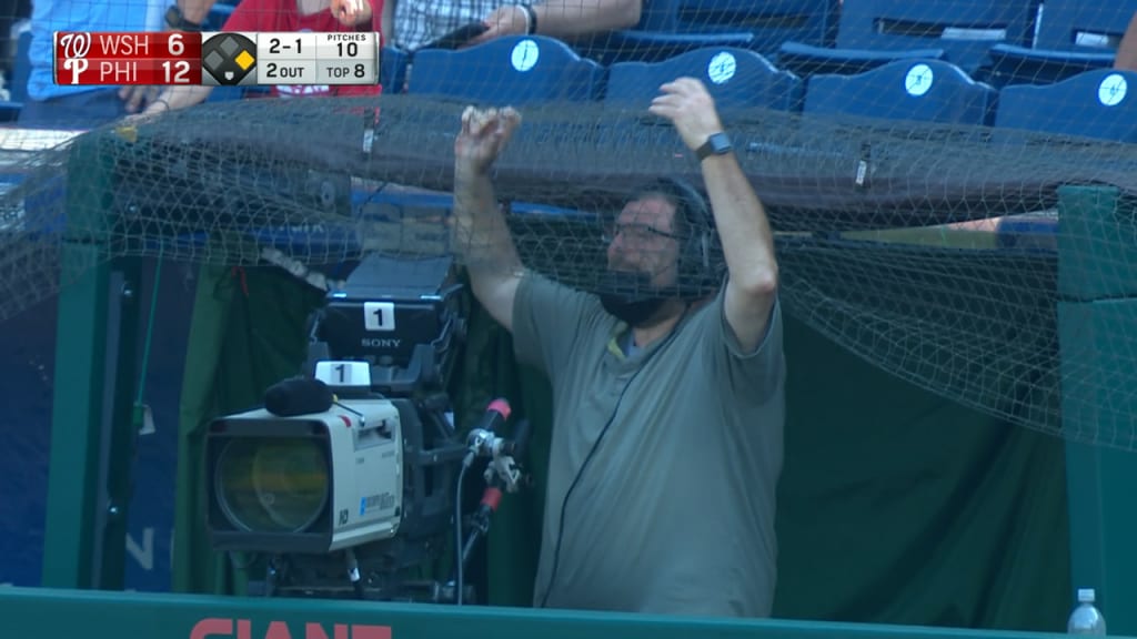 Philadelphia Phillies' John Kruk waves to the crowd before a baseball game  against the New York Mets, Saturday, Aug. 12, 2017, in Philadelphia. He hit  for the cycling in his first game