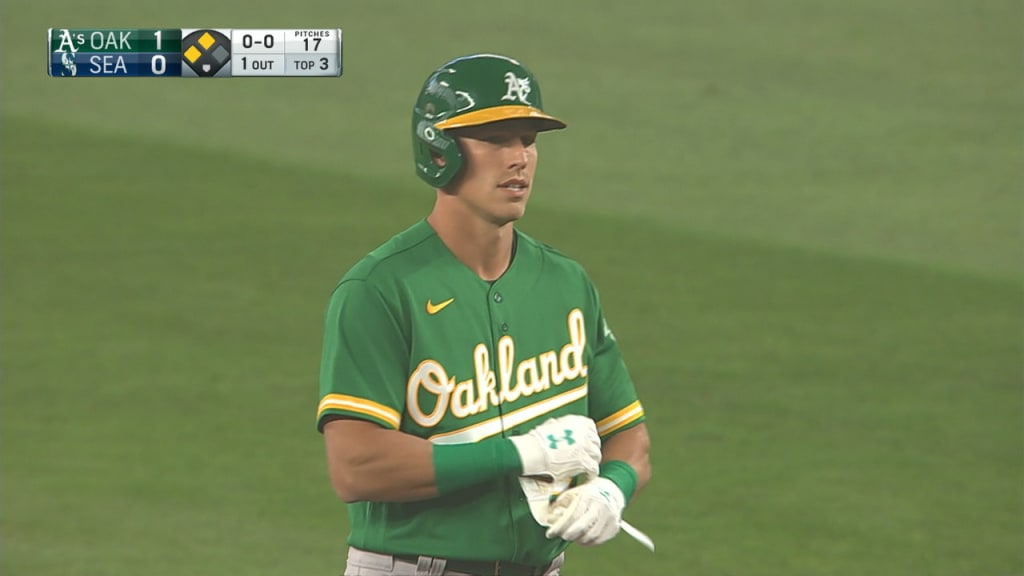 Lamb's first hit with Athletics