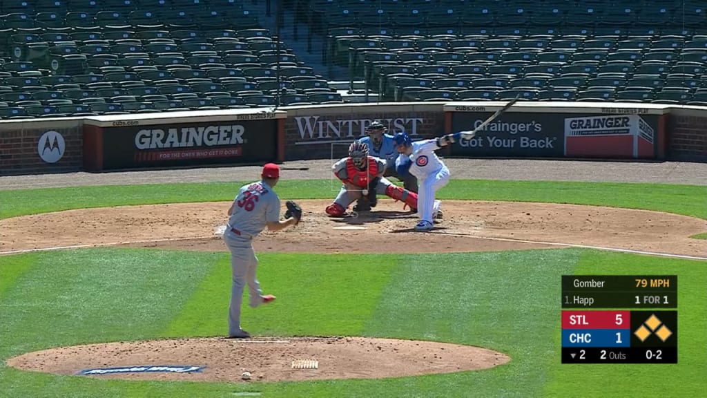 CHC@STL: Ad behind home plate throws off Baez 