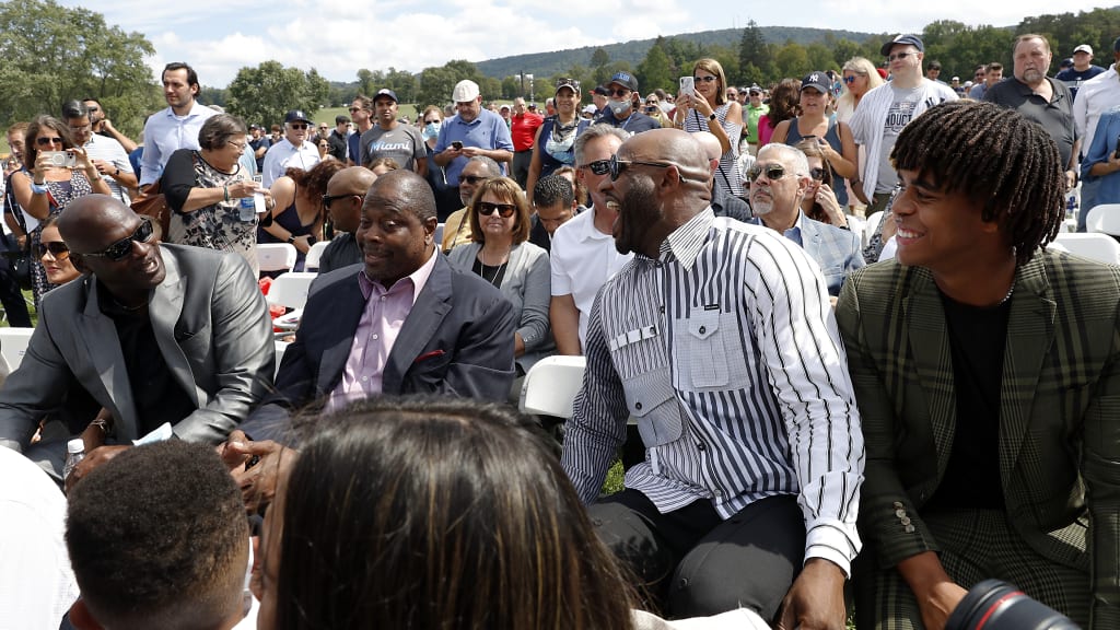 Luminaries from the sports world -- including NBA legends Michael Jordan and Patrick Ewing, as well as Jeter’s teammate CC Sabathia -- wouldn’t have missed seeing Jeter take his rightful place in Cooperstown. “I’m on this stage as the result of the love and support of countless people,” a grateful Jeter said. (Credit: New York Yankees)