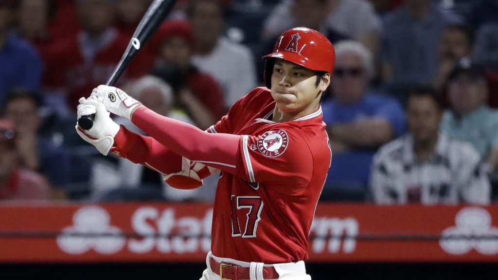 Los Angeles Angels' Shohei Ohtani follows through on an RBI single against the Texas Rangers during the seventh inning of a baseball game, Monday, Sept. 10, 2018, in Anaheim, Calif. (AP Photo/Marcio Jose Sanchez)