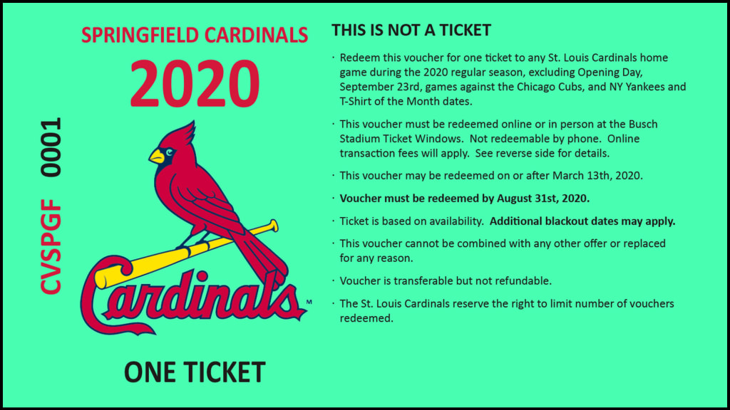 Cardinals Ticket Vouchers St. Louis Cardinals