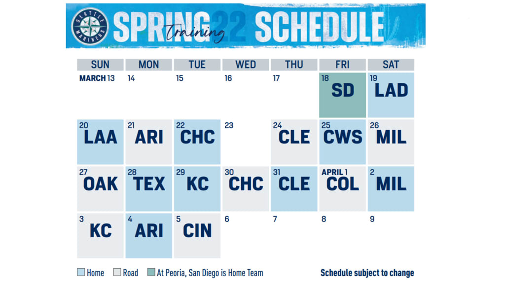 Mariners announce new Spring Training schedule