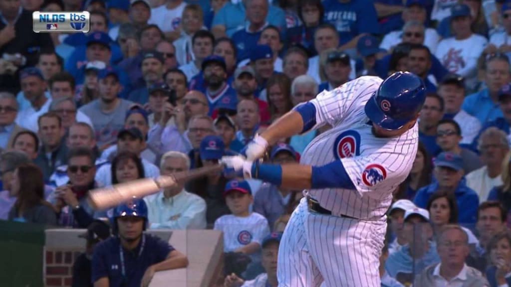 Chicago Cubs third baseman Kris Bryant (17) celebrates with Jorge Soler  after hitting a two-run home run against the St. Louis Cardinals in the  fifth inning of game 3 of the National