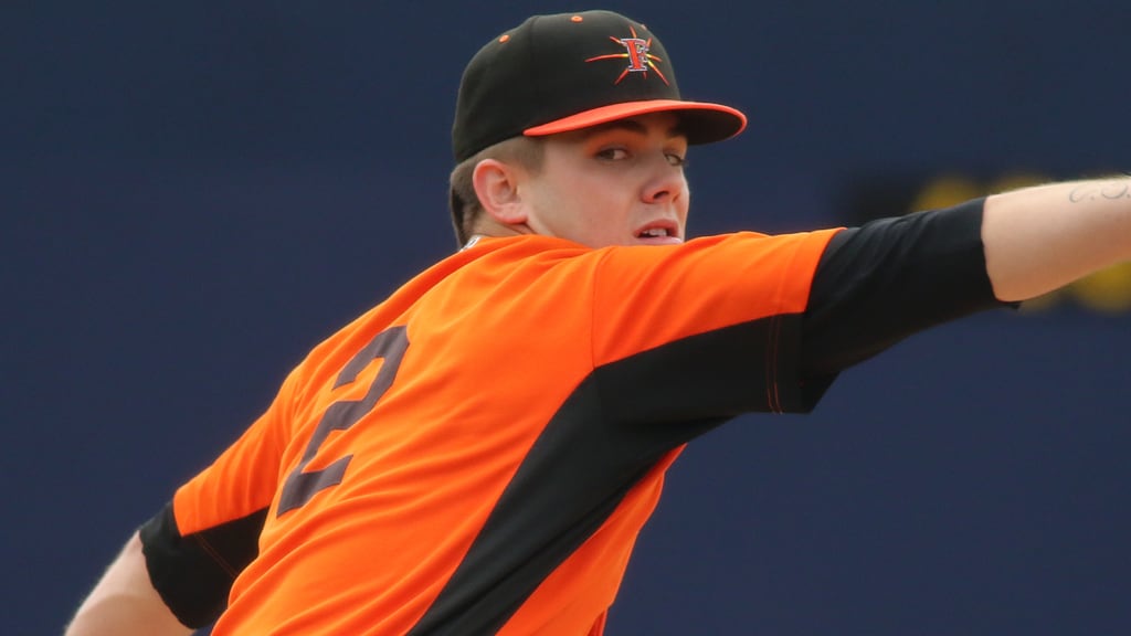 DL Hall pitched for then-Class A Advanced Frederick in 2019.