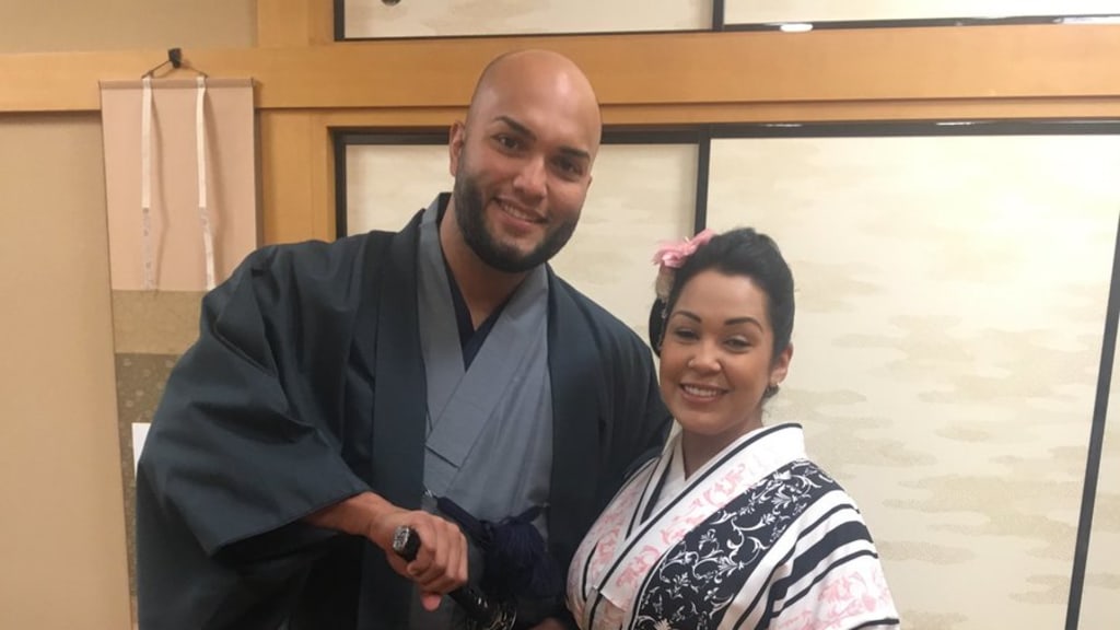 Eugenio Suarez and Yusmeiro Petit wore Japanese kimonos as part of