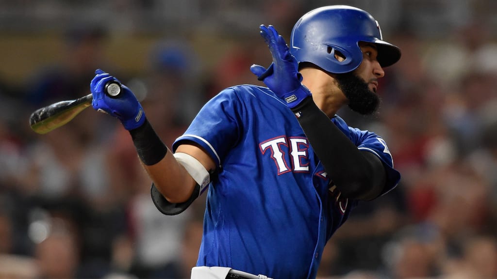 MINNEAPOLIS, MN - JUNE 22: Nomar Mazara #30 of the Texas Rangers hits a two-run single against the Minnesota Twins during the ninth inning of the game on June 22, 2018 at Target Field in Minneapolis, Minnesota. The Rangers defeated the Twins 8-1. (Photo by Hannah Foslien/Getty Images)