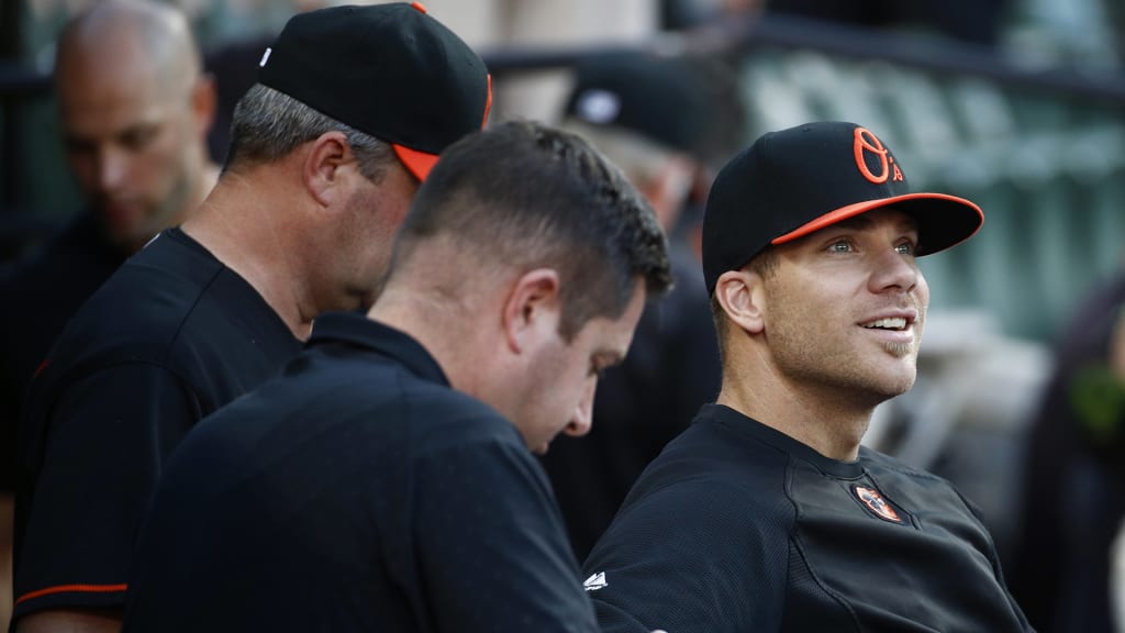 Baltimore Orioles first baseman Chris Davis sits in the dugout before a baseball game against the Miami Marlins, Friday, June 15, 2018, in Baltimore. (AP Photo/Patrick Semansky)