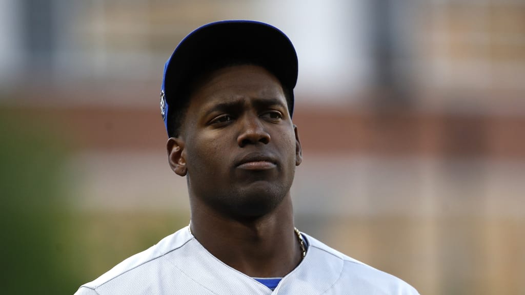 Kansas City Royals right fielder Jorge Soler prepares for a baseball game against the Baltimore Orioles, Tuesday, May 8, 2018, in Baltimore. (AP Photo/Patrick Semansky)
