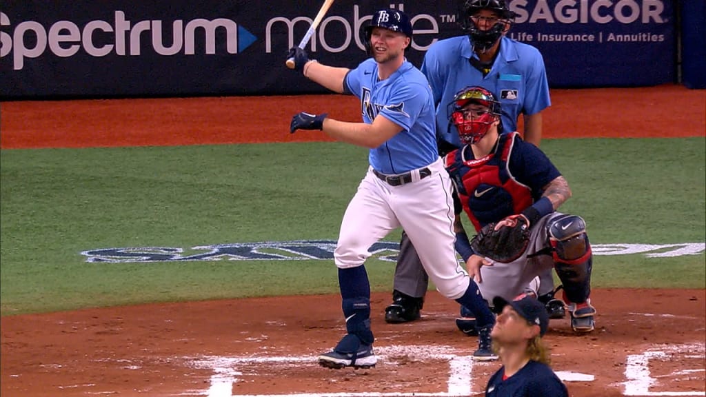 Tampa Bay Rays manager Kevin Cash, center, talks with catcher Mike