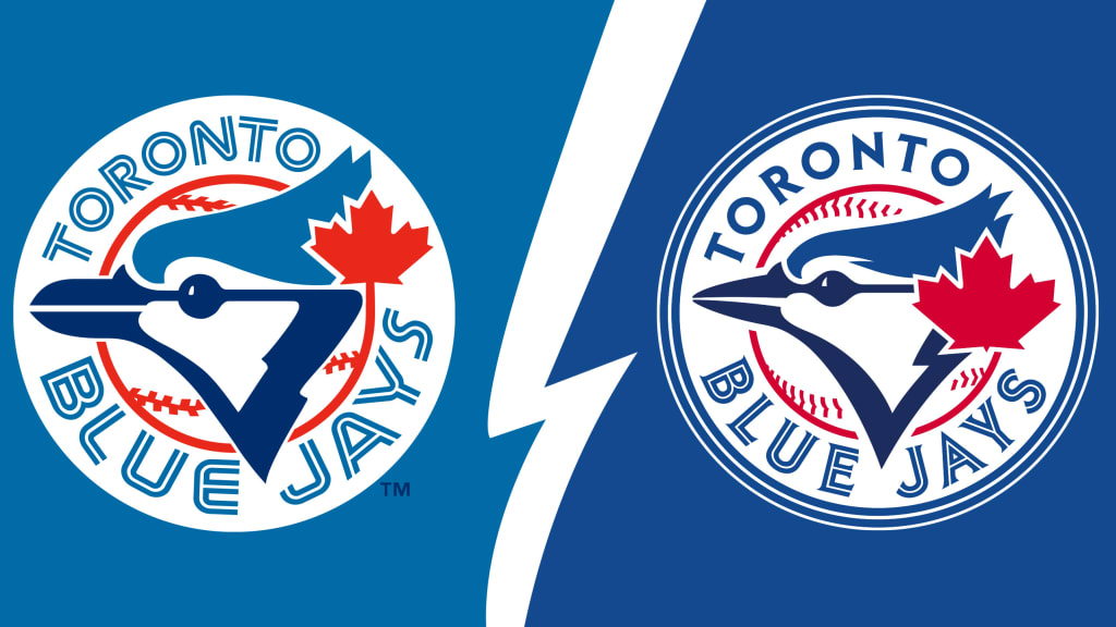 The Blue Jays original logo on the left, the modern look on the right.
