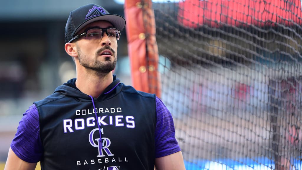 Randal Grichuk Rockies outfielder wearing glasses in games