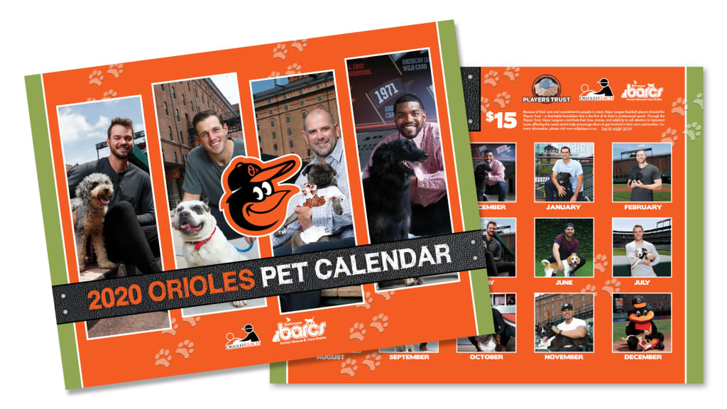 2020 Orioles Pet Calendar Baltimore Orioles