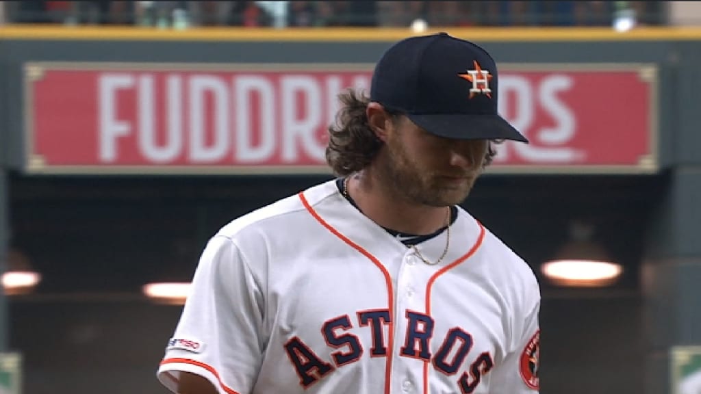 Houston Astros first baseman Yuli Gurriel watches during the ninth