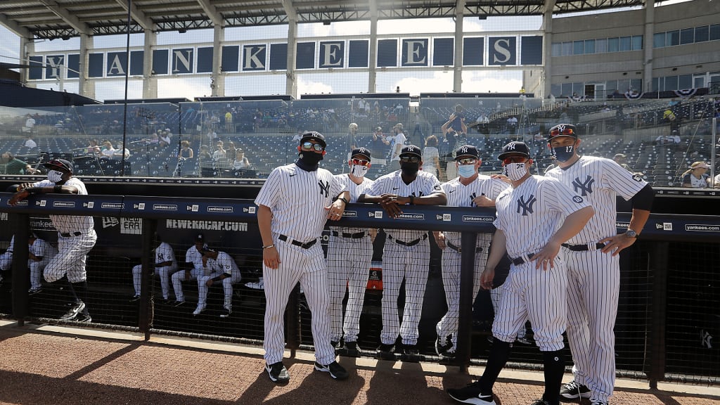 As Boone (right) looks to keep the Yankees’ postseason streak alive under his watch, the 48-year-old skipper is quick to credit (L-R) Pilittere, Mendoza, Thames, Nevin and Willits, as well as the rest of the coaching staff, for the team’s sustained success. “I could talk all day about our coaches, because I have so much confidence in them,” Boone said.