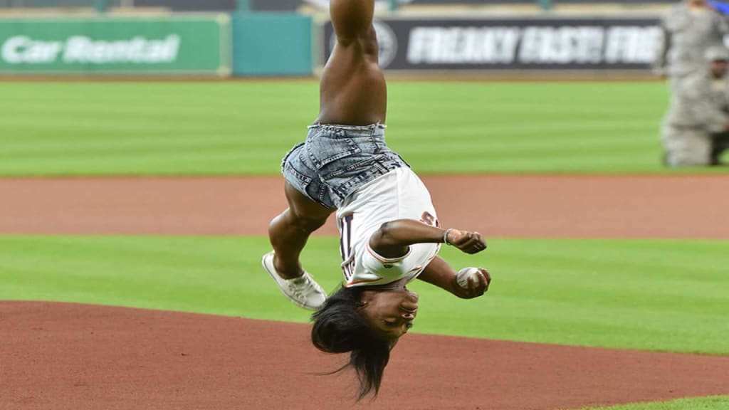 Simone Biles' flip, first pitch