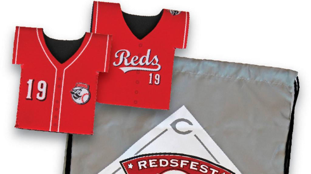 The first 10,000 fans at Redsfest each day will receive a Reds drawstring bag and bottle cooler sleeve.