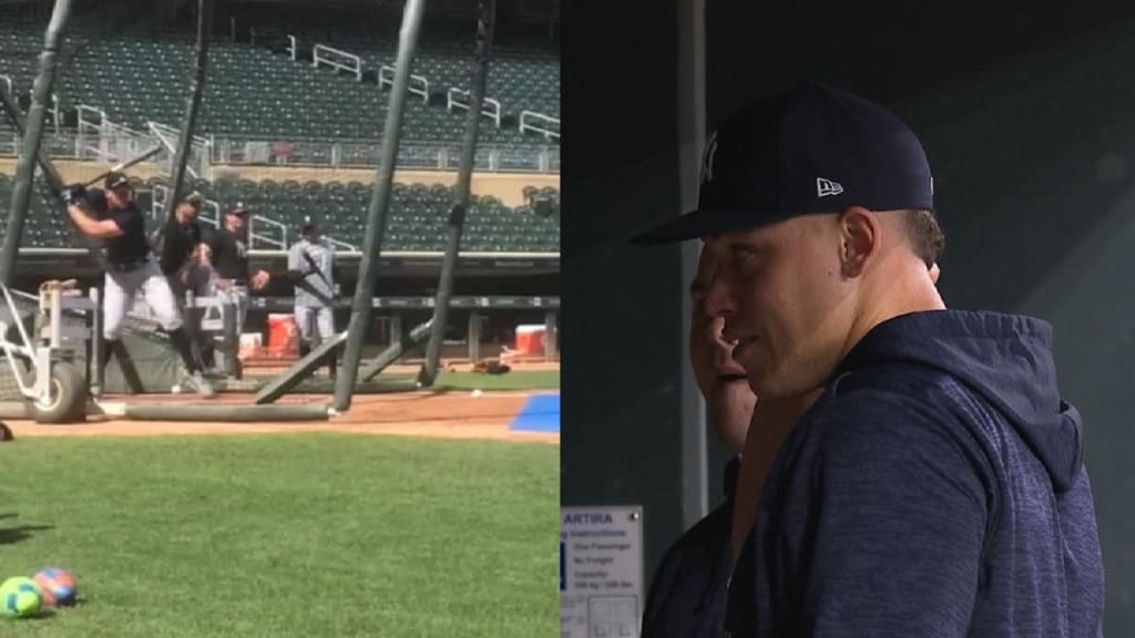 Yankees slugger Aaron Judge takes live BP