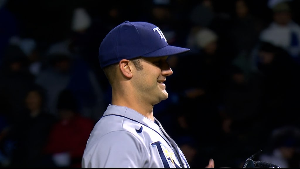 Wander Franco of the Rays hustles down to first base during the