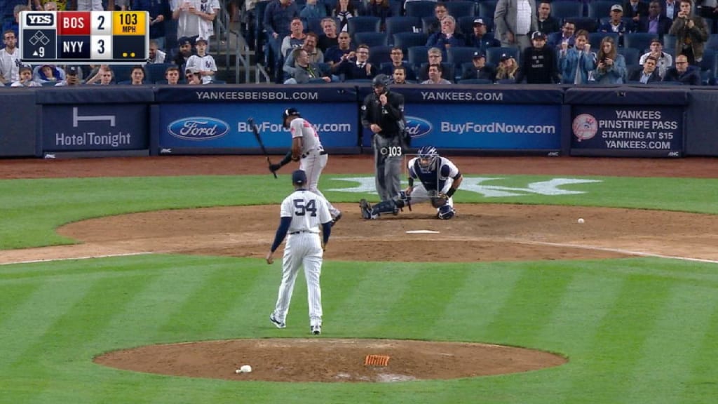 Aroldis Chapman hit Jackie Bradley Jr. with 2018's fastest pitch - Sports  Illustrated