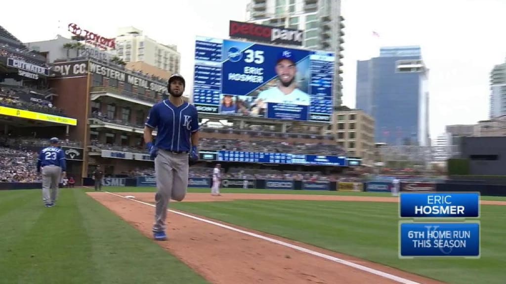 An Eric Hosmer game bat and jersey in the Petco Park, home of the