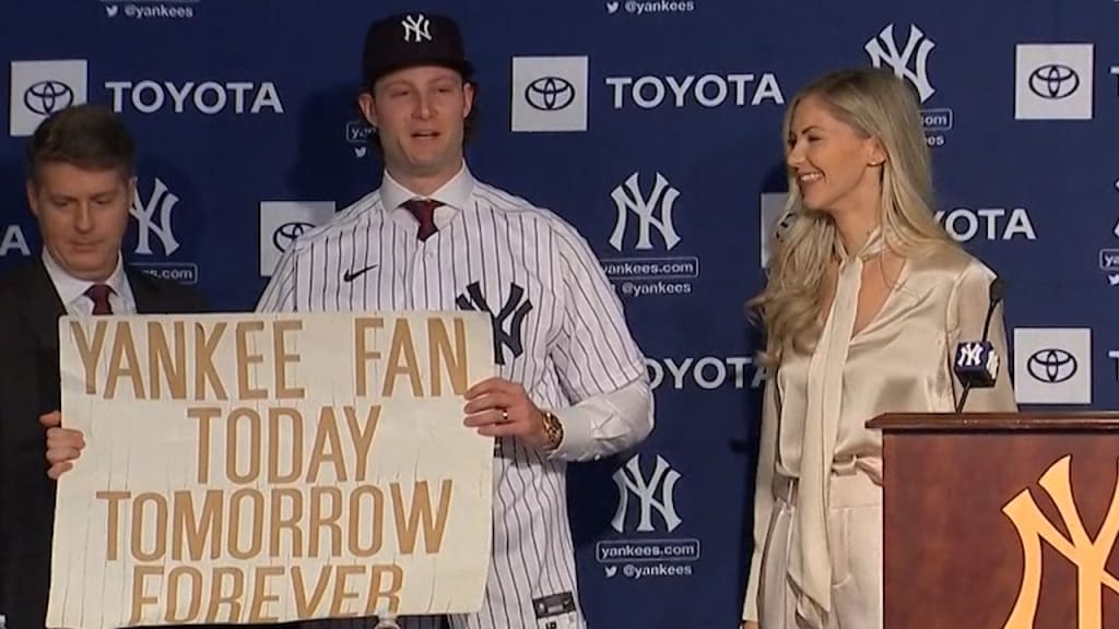 Gerrit Cole signs, meets New York media