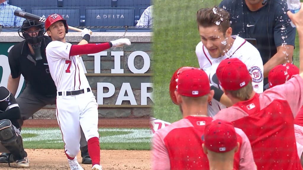 Washington, United States. 07th Apr, 2021. Washington Nationals Trea Turner  rounds the bases as he hits a two-run home run in the first inning of game  against the Atlanta Braves at Nationals