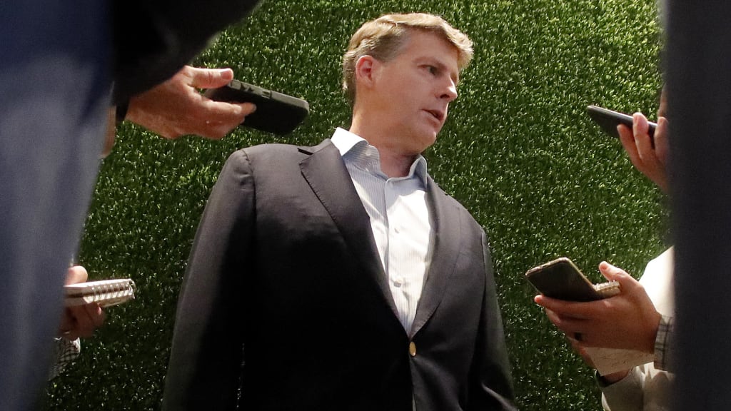New York Yankees owner Hal Steinbrenner speaks to reporters Wednesday, Nov. 14, 2018, in Atlanta. (AP Photo/John Amis)