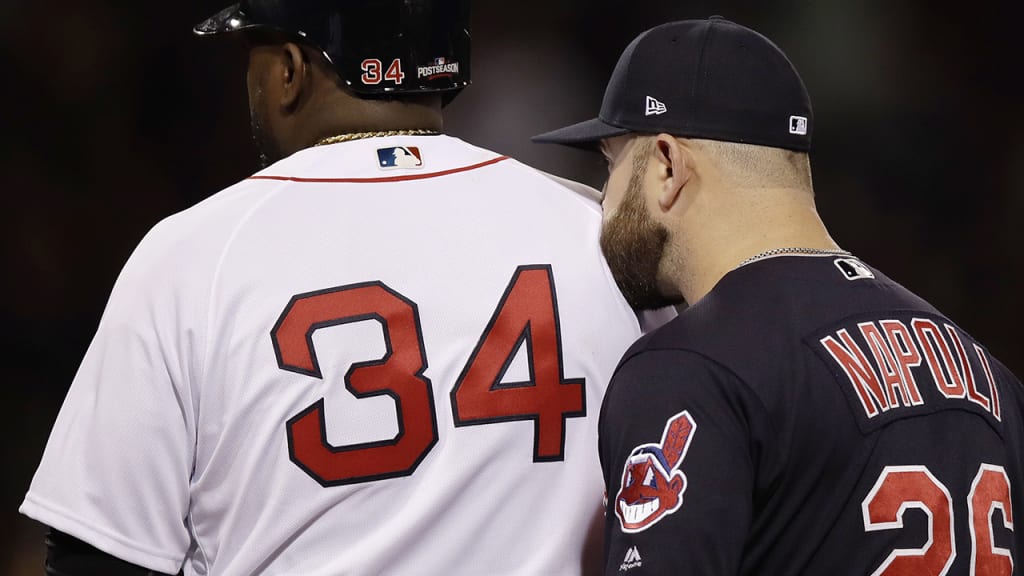 Mike Napoli greeted former teammate David Ortiz with a quick nuzzle at  first base