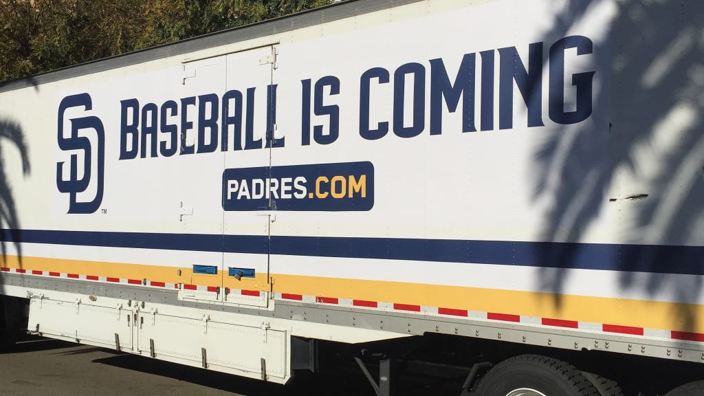 The Padres sent off two trucks bound for their Spring Training home in Peoria, Ariz. (Padres)