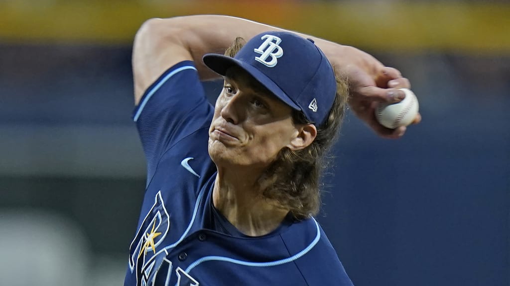 Tyler Glasnow of the Tampa Bay Rays pitches during a game against