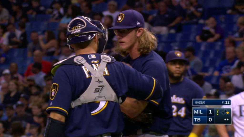 Hader loses glasses on mound