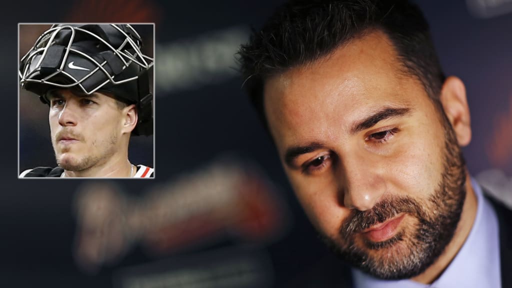 FILE - In this Nov. 13, 2017, file photo, Alex Anthopoulos speaks to reporters following a news conference introducing him as the new general manager of the Atlanta Braves baseball team in Atlanta. Anthopoulos says he hasnââ¬â¢t ruled out signing a free agent but says he doesnââ¬â¢t want to block prospects in the teamââ¬â¢s rebuilding process by adding a long-term contract. (AP Photo/David Goldman, File)