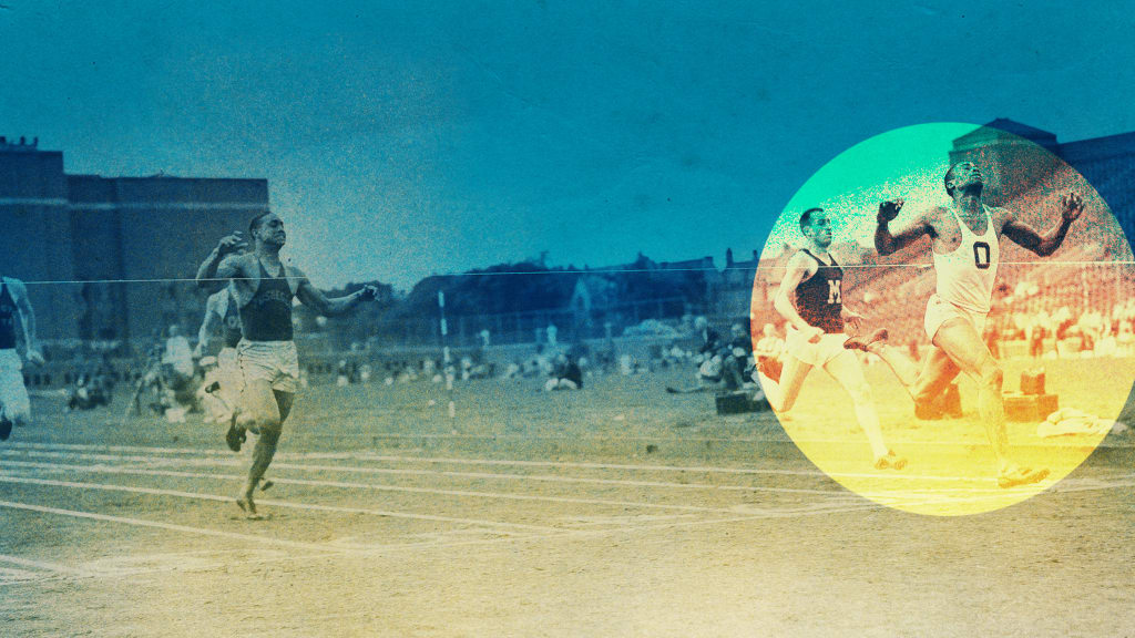 Mack Robinson wins the 220-yard dash at the national collegiate track and field meet on June 18, 1938, while attending the University of Oregon.