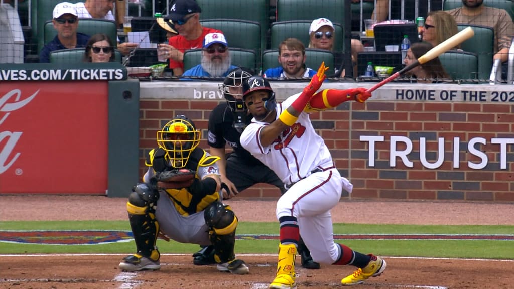 Ronald Acuña Jr. absolutely DESTROYS this baseball a 495ft home run! 