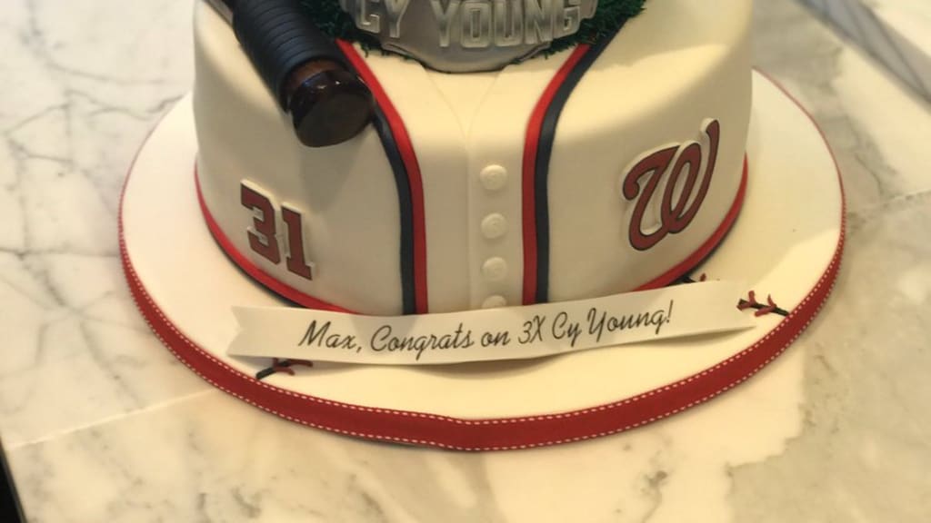 To celebrate his third Cy Young Award, a local bakery made a special cake  for Max Scherzer