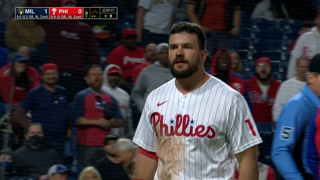 WATCH: Phillies' Bryce Harper goes berserk after check-swing third