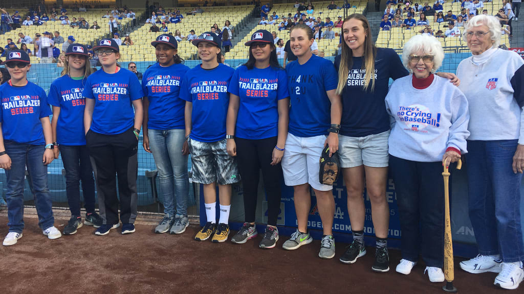 Shirley Burkovich (far right) played in the AAGPBL from 1949-1951.