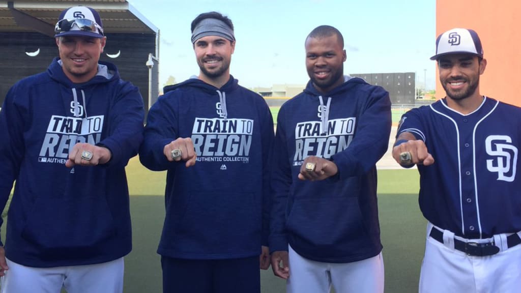 Several members of Triple-A El Paso's 2016 Pacific Coast League title team received their championship rings on Thursday (Padres).