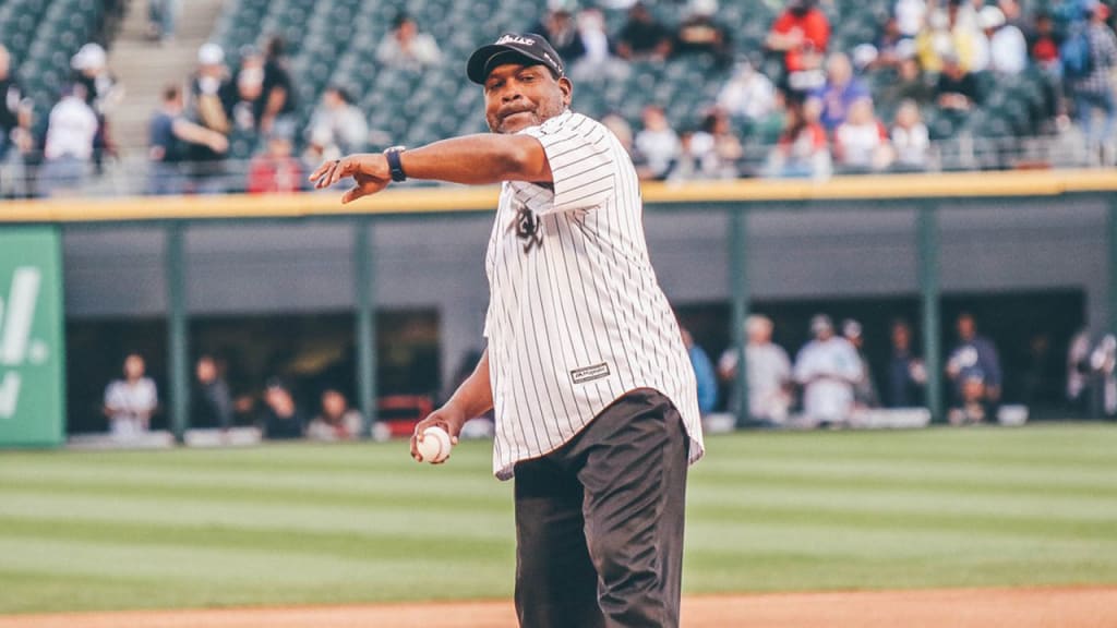 Tim Raines played five years of his Hall-of-Fame career with the White Sox. He threw out the first pitch before Saturday's game against the Giants. (White Sox)