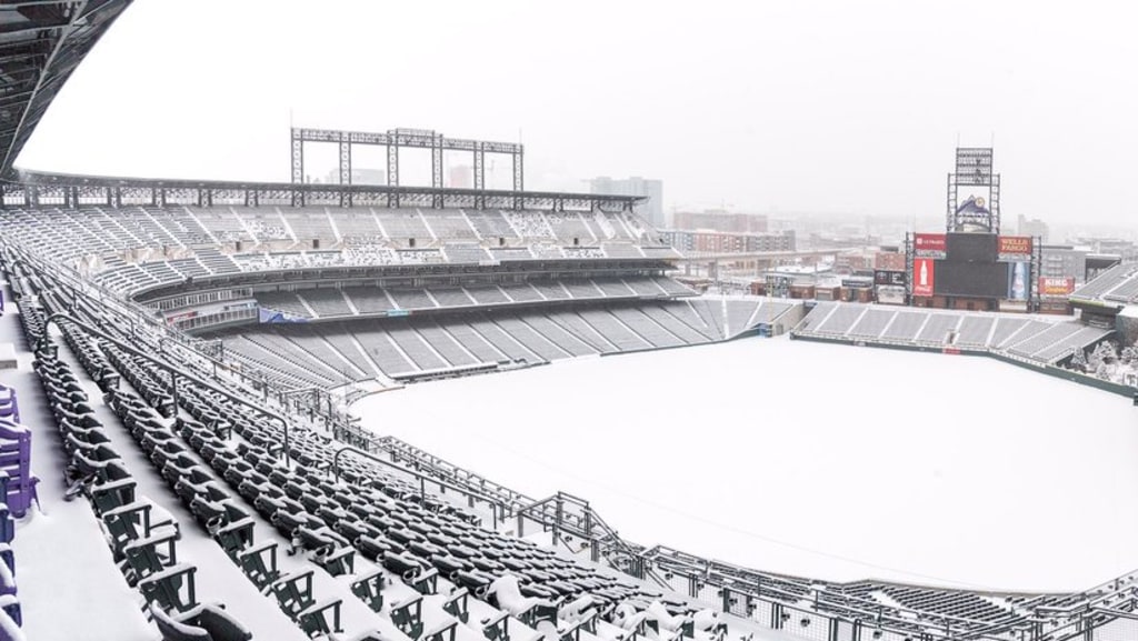 A crazy hail storm delayed the Blue Jays-Rockies game as weather pummeled  Coors Field