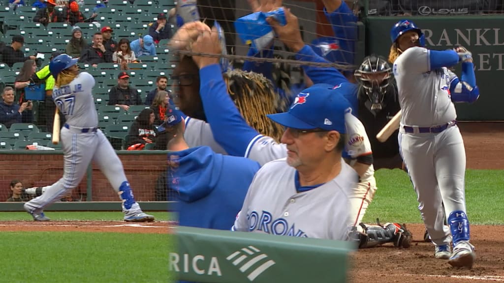 Watch: Vladimir Guerrero Jr. doubles off wall with one-armed swing 