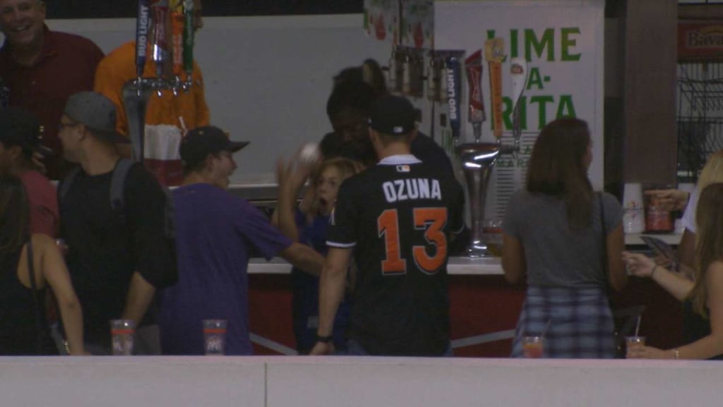 Fan receives Stanton HR ball