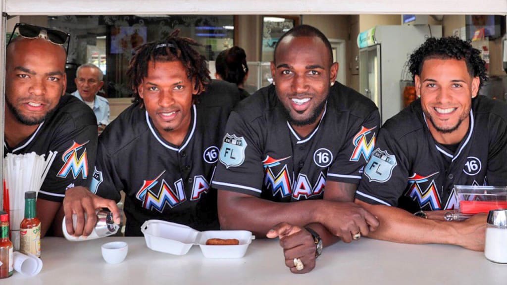 The Marlins displayed the No. 16 jersey patches that they will don throughout 2017 at the club's media luncheon. (Marlins)