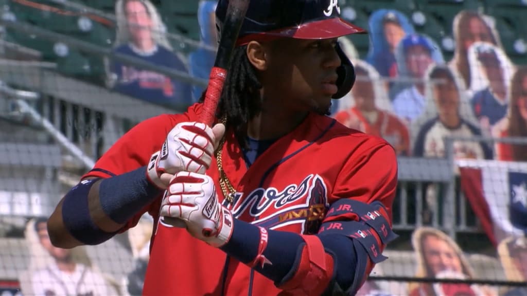 Ozzie Albies messes with Ronald Acuña Jr.