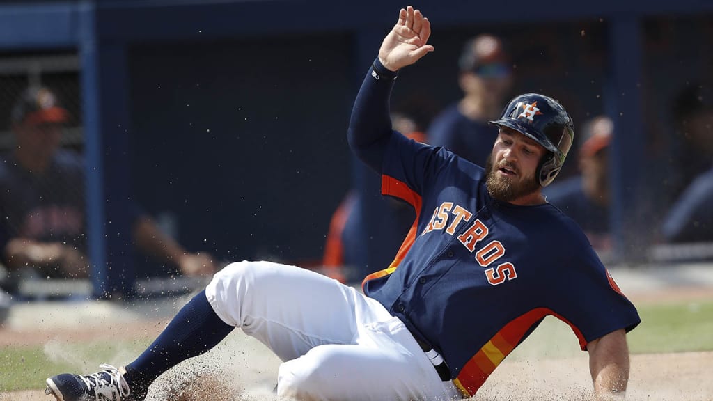 Tyler White exited in the fifth inning on Saturday after being hit in the right hand by a fastball. (AP)
