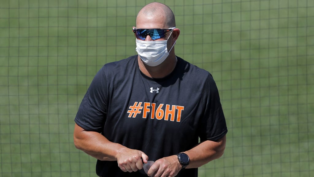 Orioles manager Brandon Hyde wears a mask at Summer Camp on Friday.